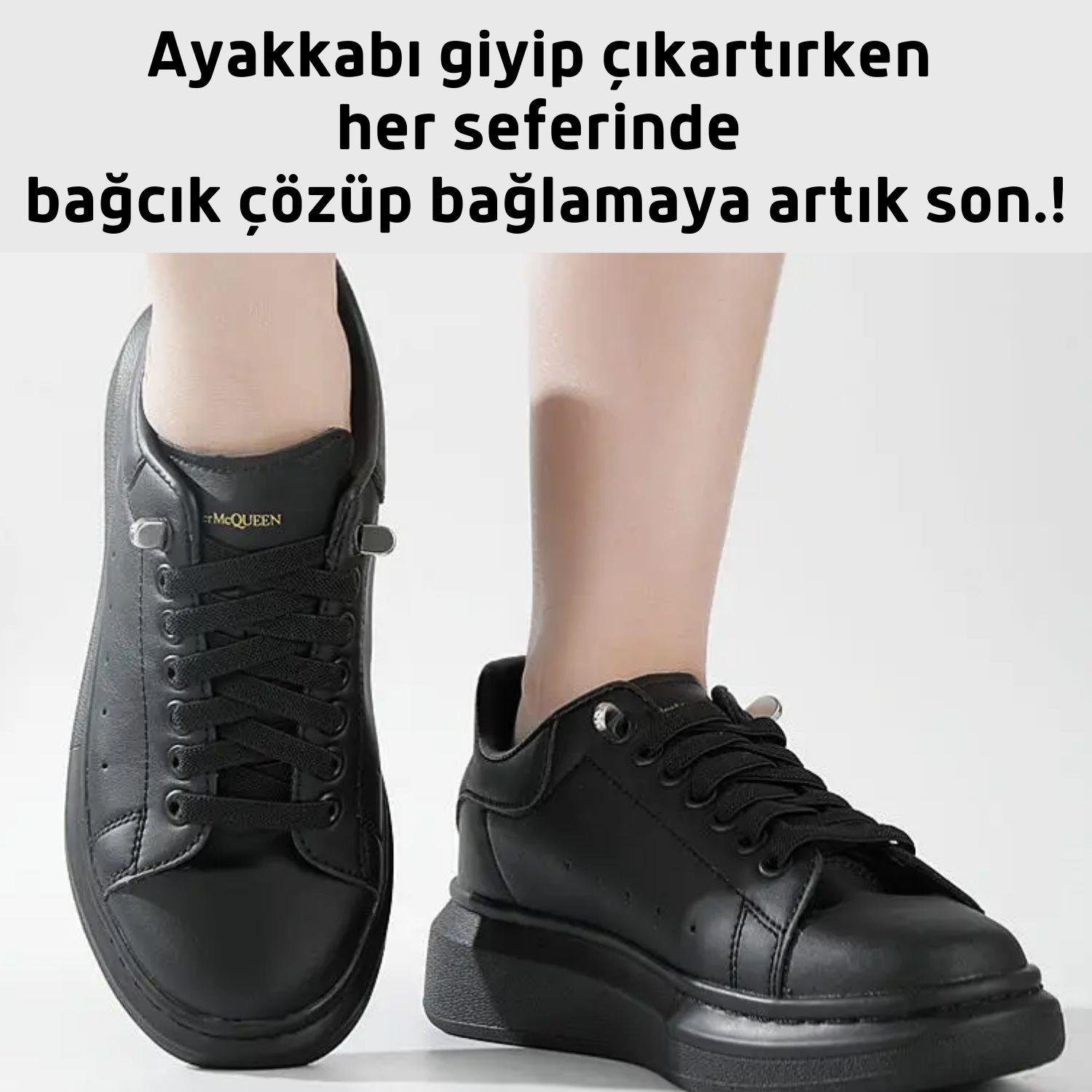 Süper Pratik TakBırak Akıllı Bağcık, Bağlanma Gerektirmeyen Lastikli Bot Ayakkabı Bağcığı, 1 Çift