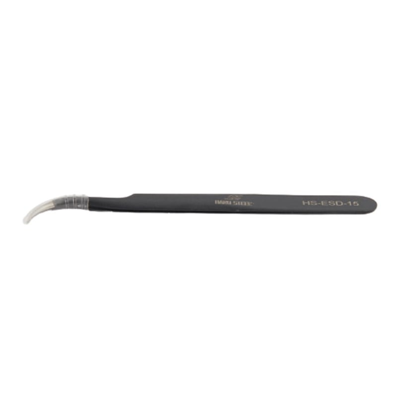 Antistatik Paslanmaz Çelik Eğri Uçlu 120mm Cımbız / HS-ESD-15