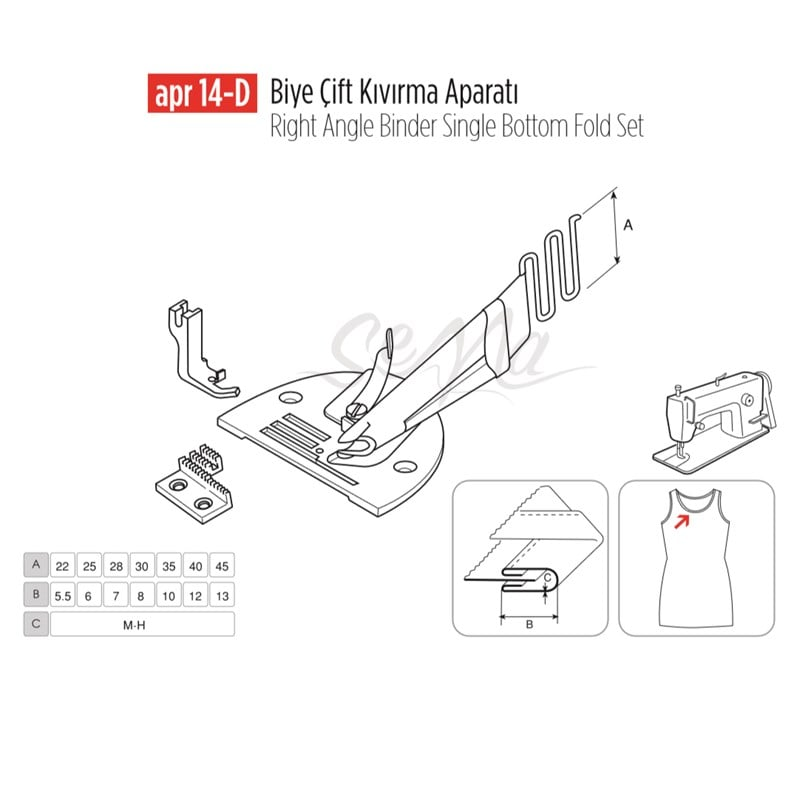 Biye Çift Kıvırma Apara 45x14mm / APR 14-D