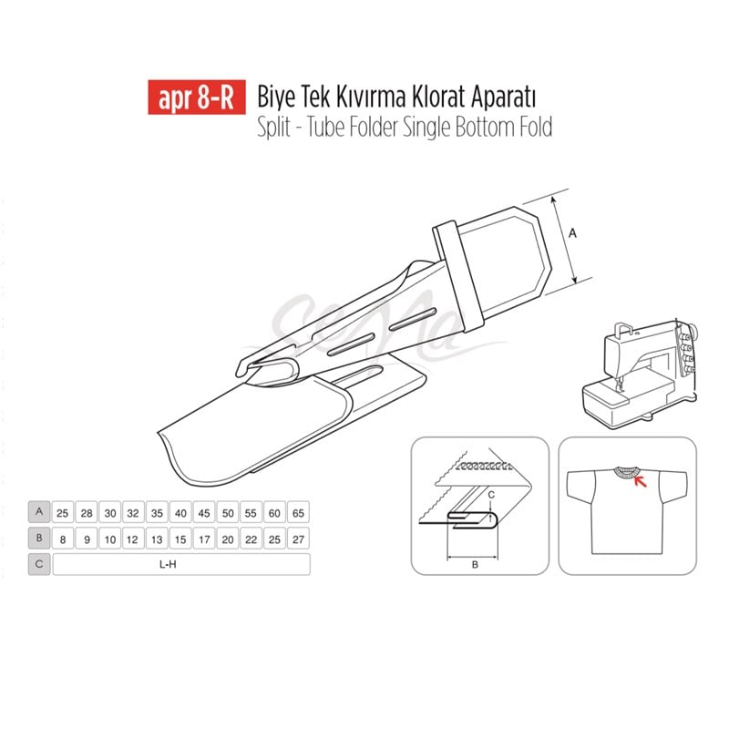 Biye Tek Kıvırma Klorat(Etek) Apara 40x15mm / APR 8-R