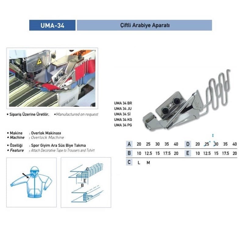 Çift Arabiye Aparatı 30x15mm / UMA-34