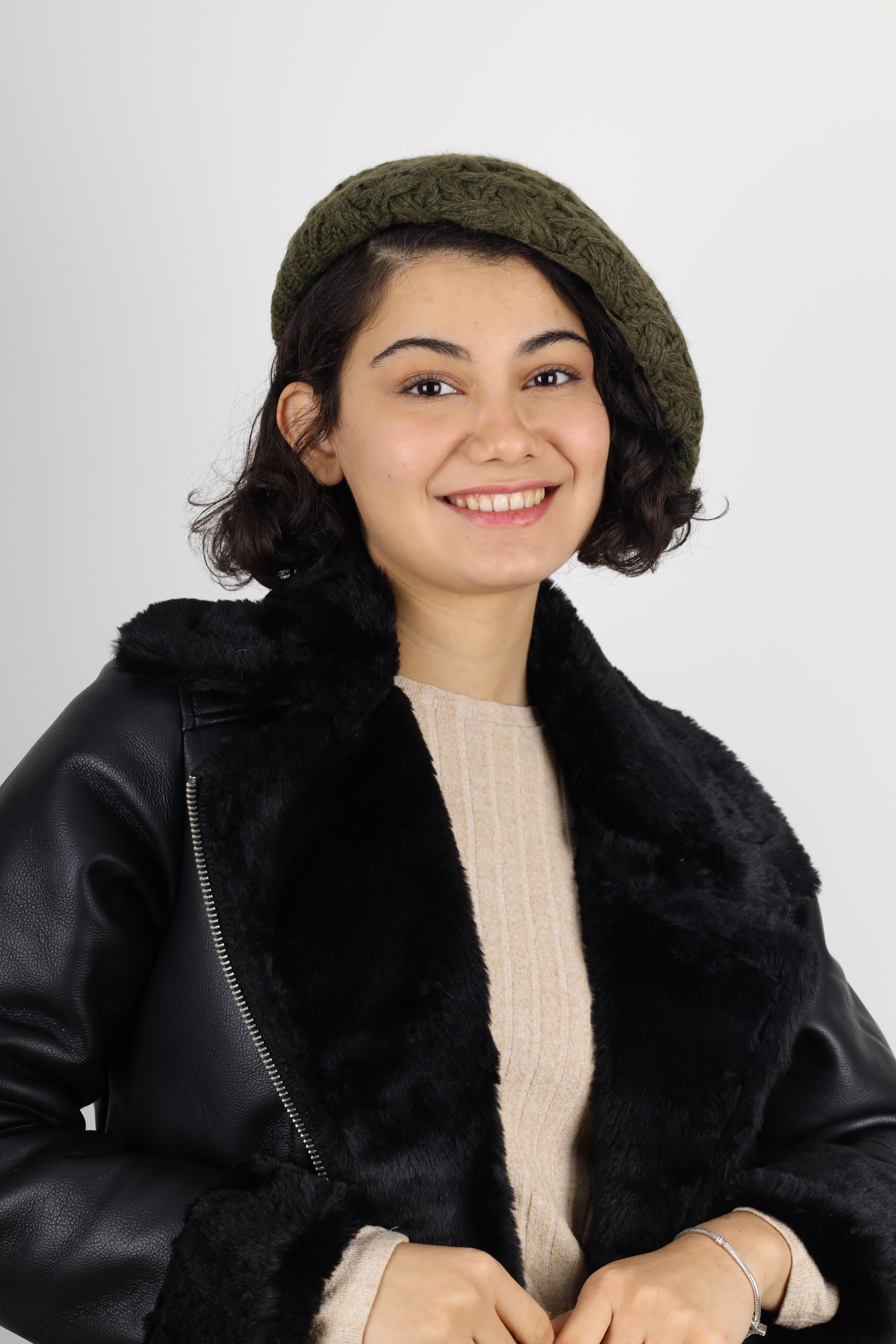 Çift Katlı Kışlık Ressam Bere Haki Örgü Yün