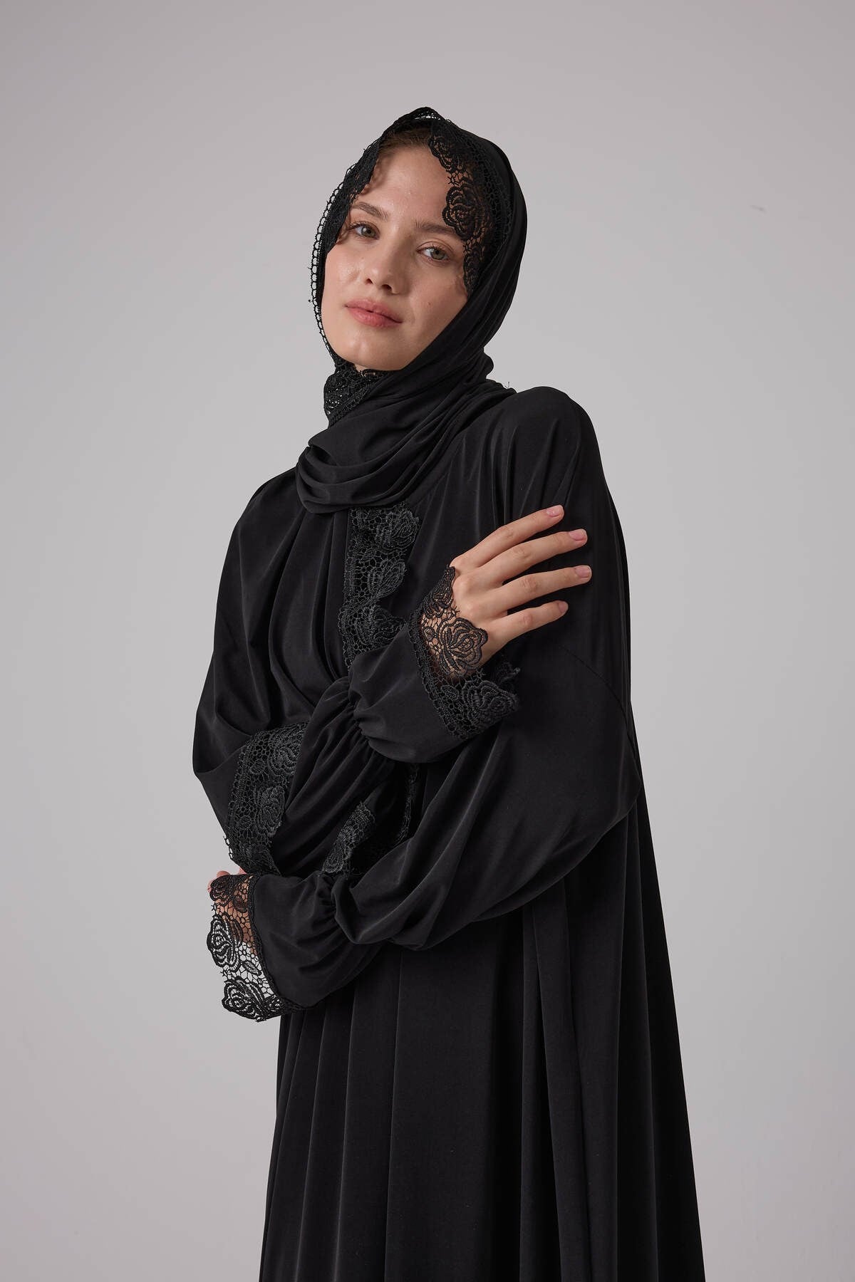 Hac Umre İçin Uygun Pratik Sandy Kumaş Kendinden Başörtülü Tek Parça Namaz Elbisesi