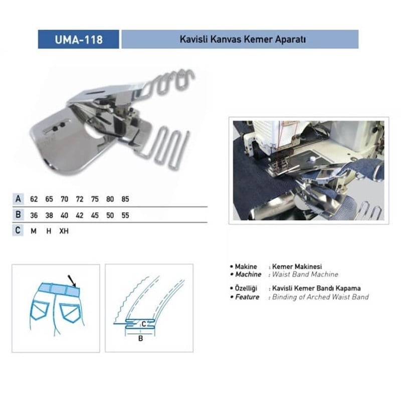Kavisli Kemer Aparatı 62x36 XH / UMA-118