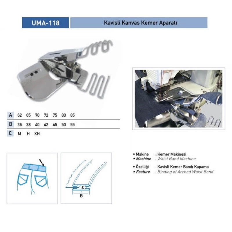 Kavisli Kemer Aparatı 65x36 XH / UMA-118