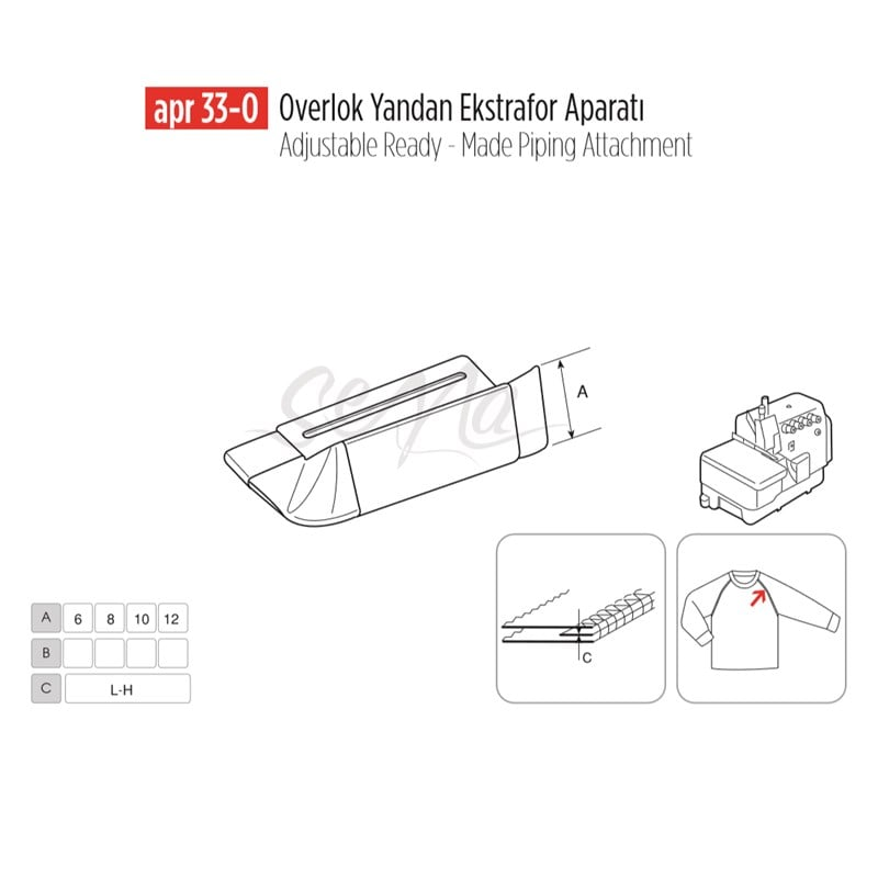 Overlok Yandan Ekstrafor Aparatı 30mm/ APR 33-O