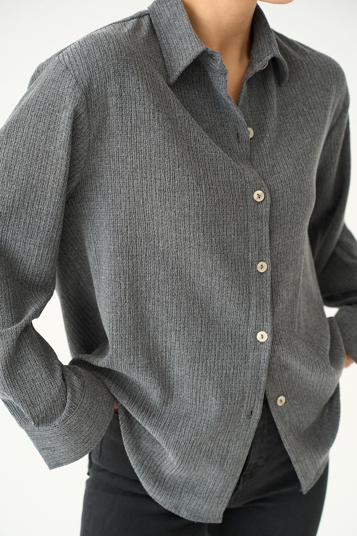 Arkası Uzun Dokuma Gömlek QS241031