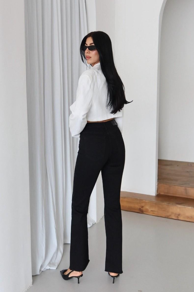 Baklava Desen Taşlı Mini Flare Jean LC7403B