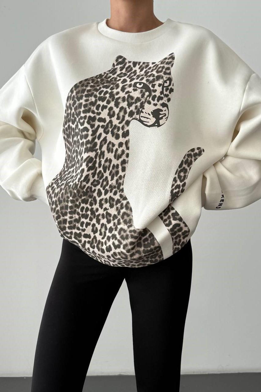 Baskı Detaylı Desenli Sweatshirt QZ00965