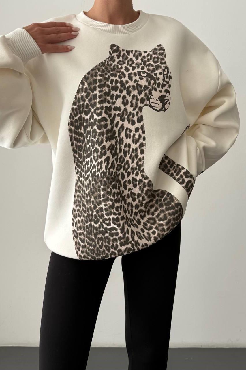 Baskı Detaylı Desenli Sweatshirt QZ00965