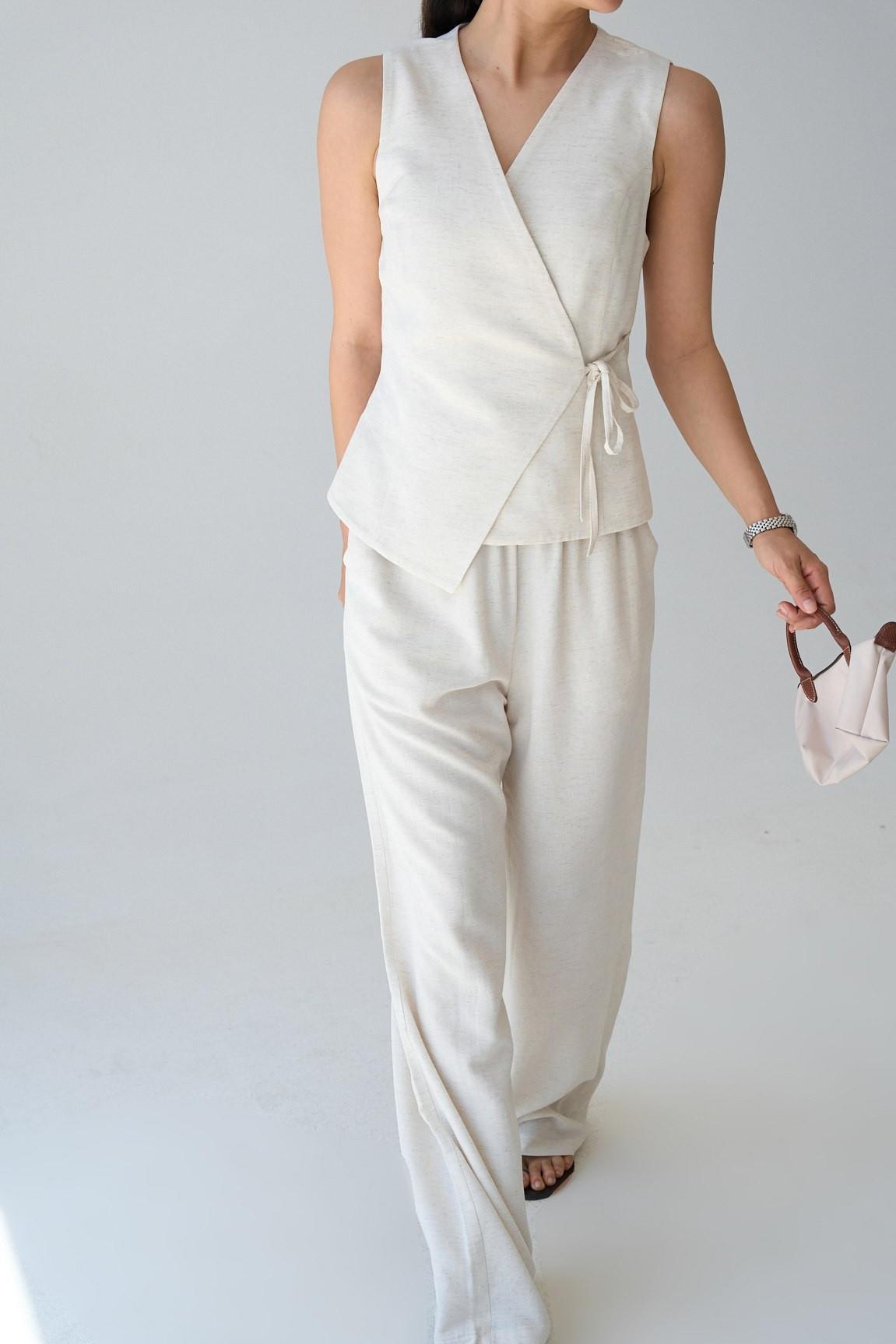 Beli Lastikli Dokuma Keten Pantolon QS251012