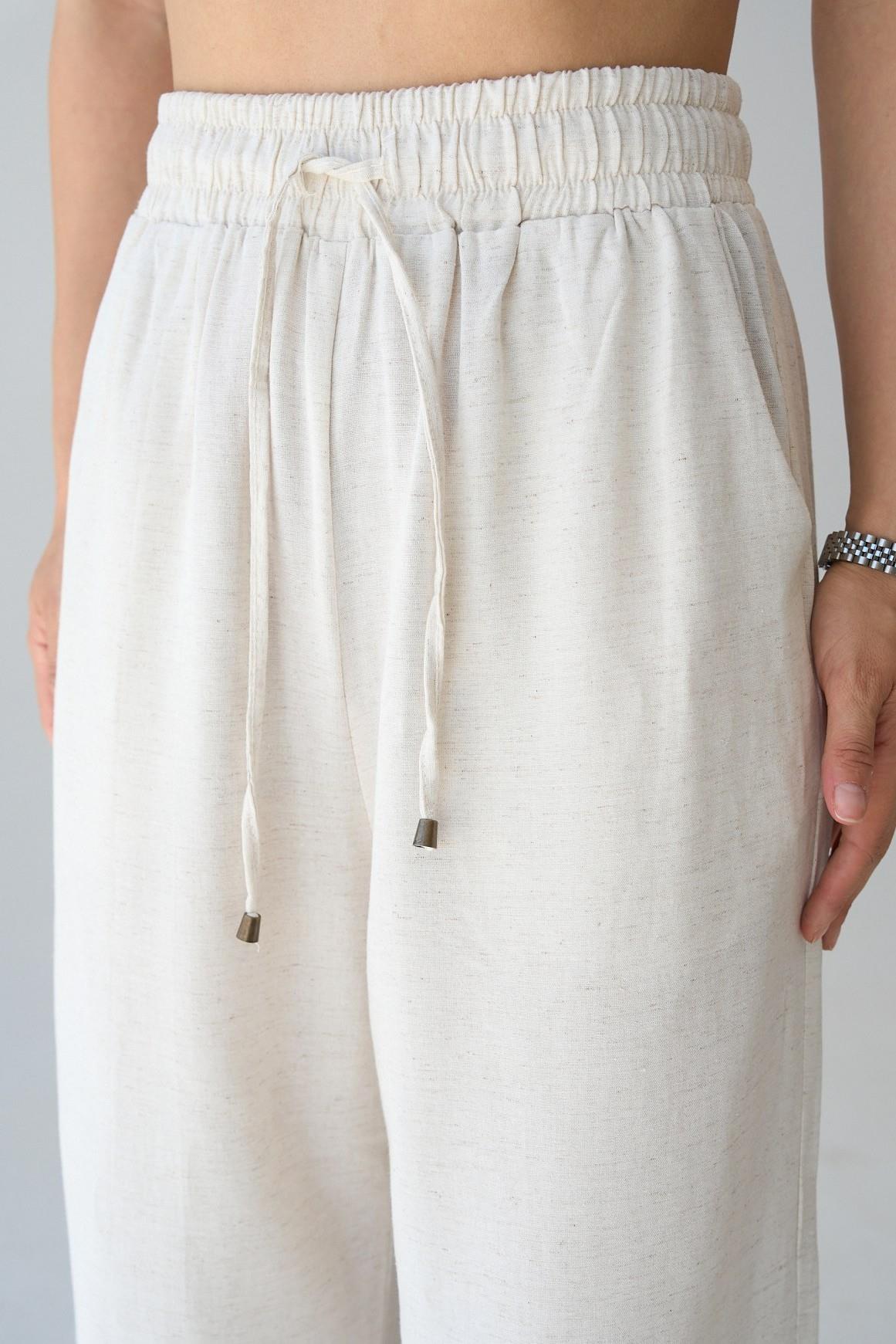 Beli Lastikli Dokuma Keten Pantolon QS251012