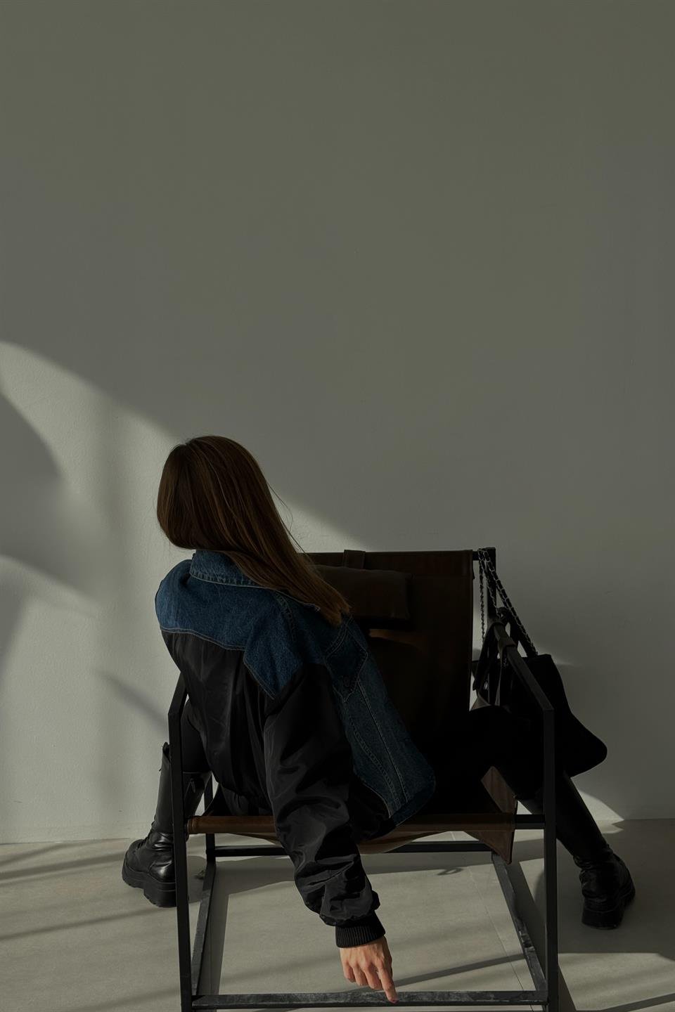 Beli Lastikli Jean Detaylı Bomber Mont RB99067