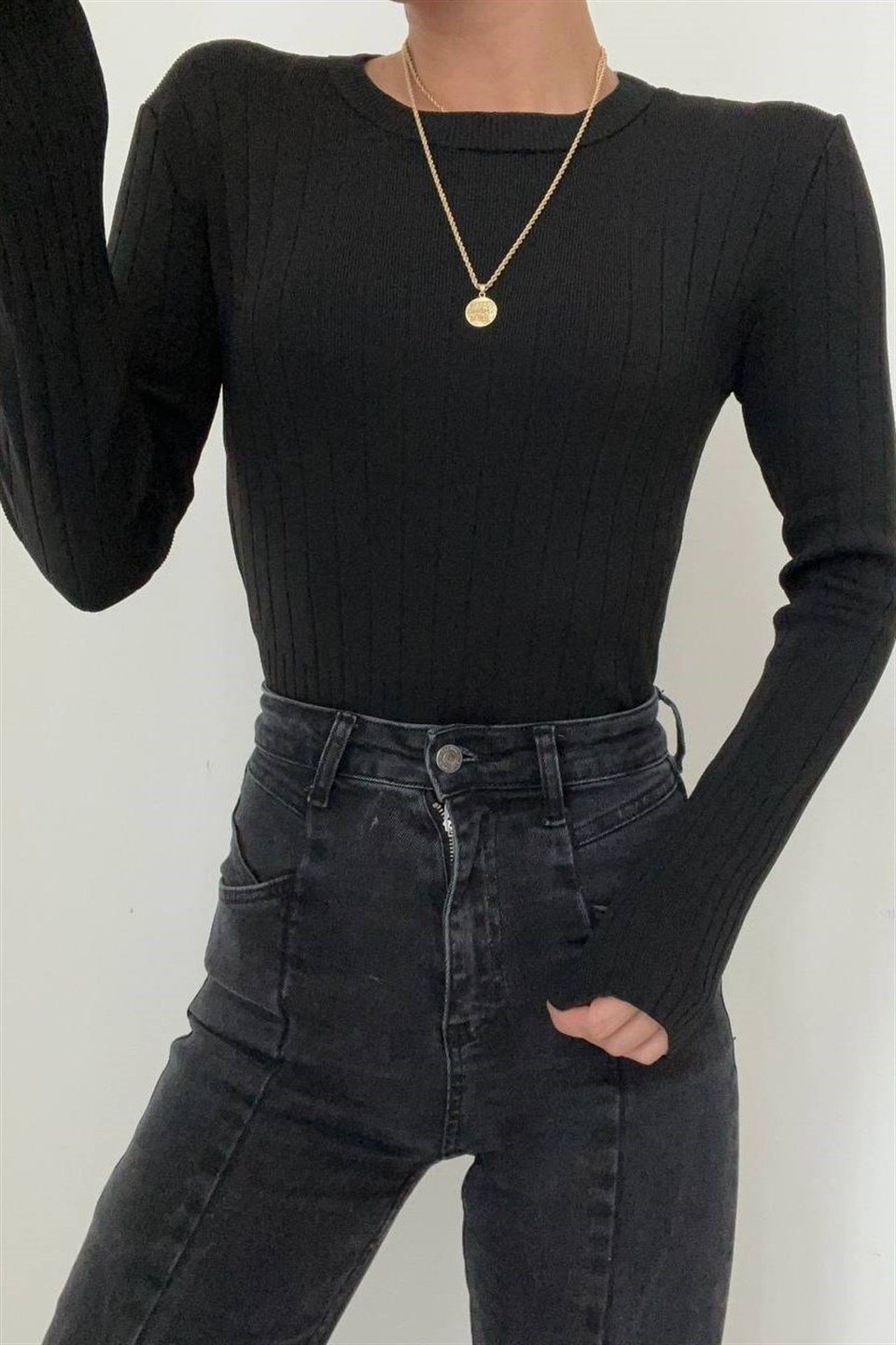 Bisiklet Yaka Uzun Kollu Triko QS35501
