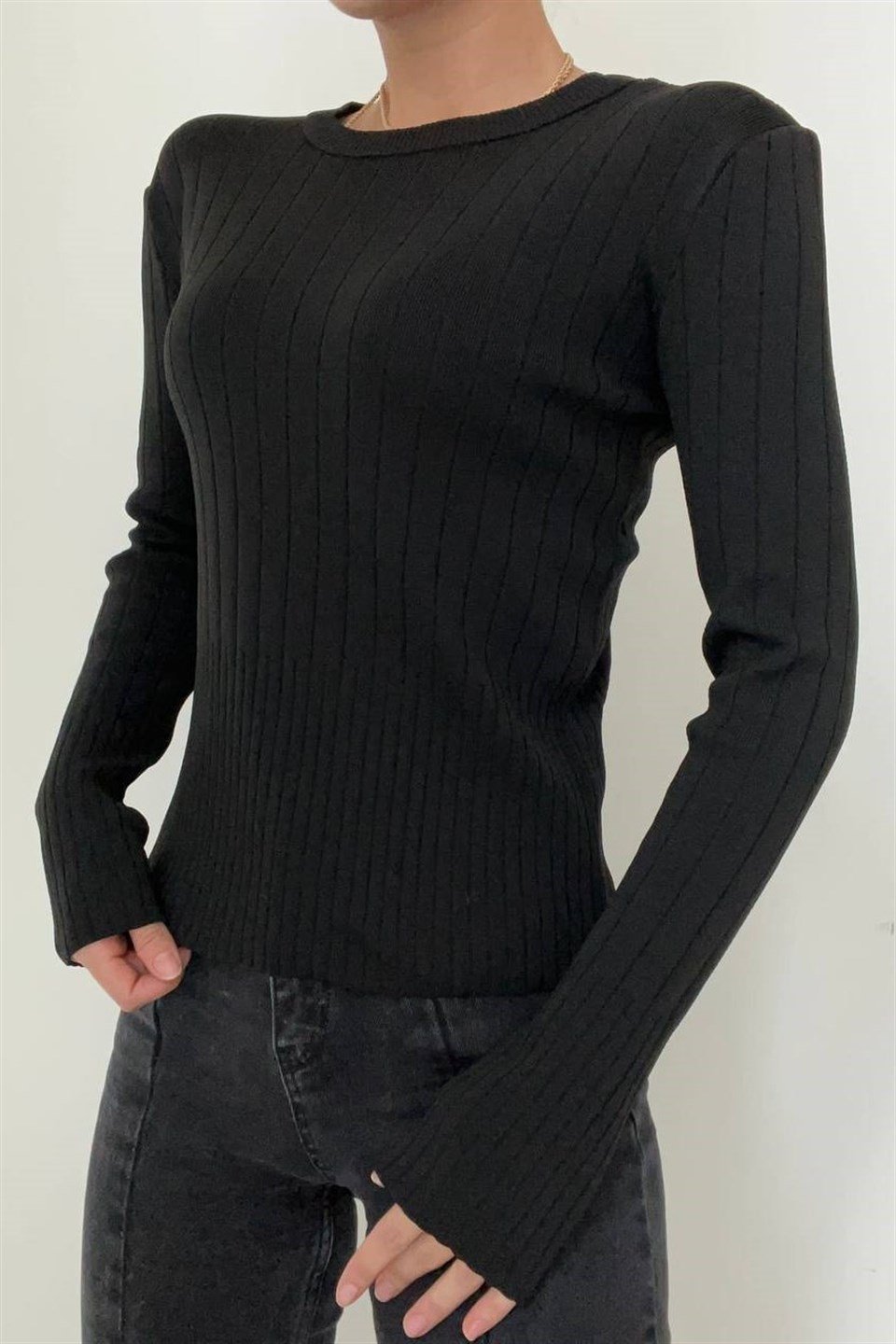 Bisiklet Yaka Uzun Kollu Triko QS35501