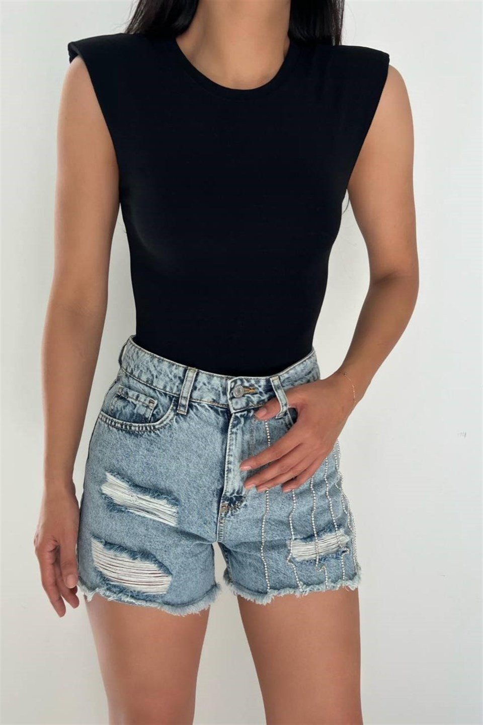Bisiklet Yaka Vatkalı T-shirt QS210134
