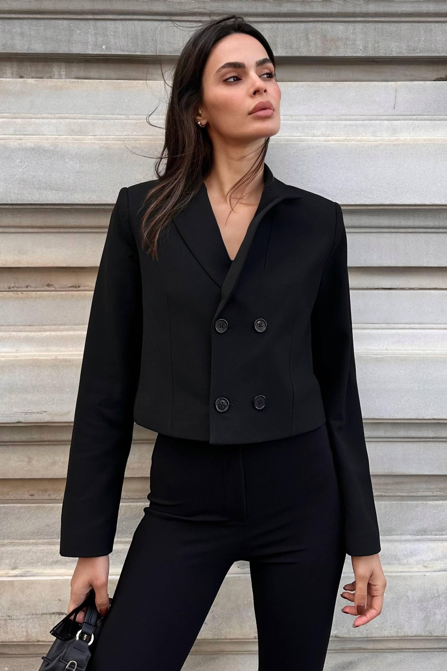 Çift Düğmeli Kısa Blazer Ceket MM1253
