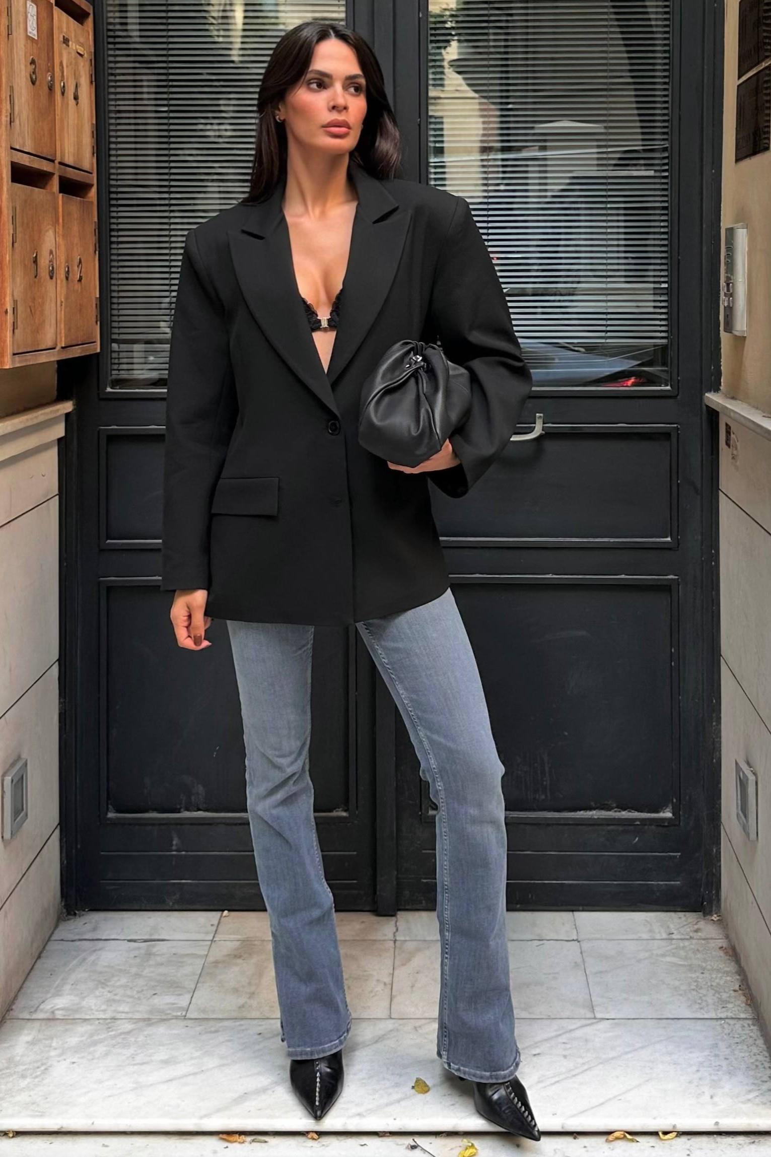 Çift Düğmeli Vatkalı Oversize Blazer Ceket MM1241
