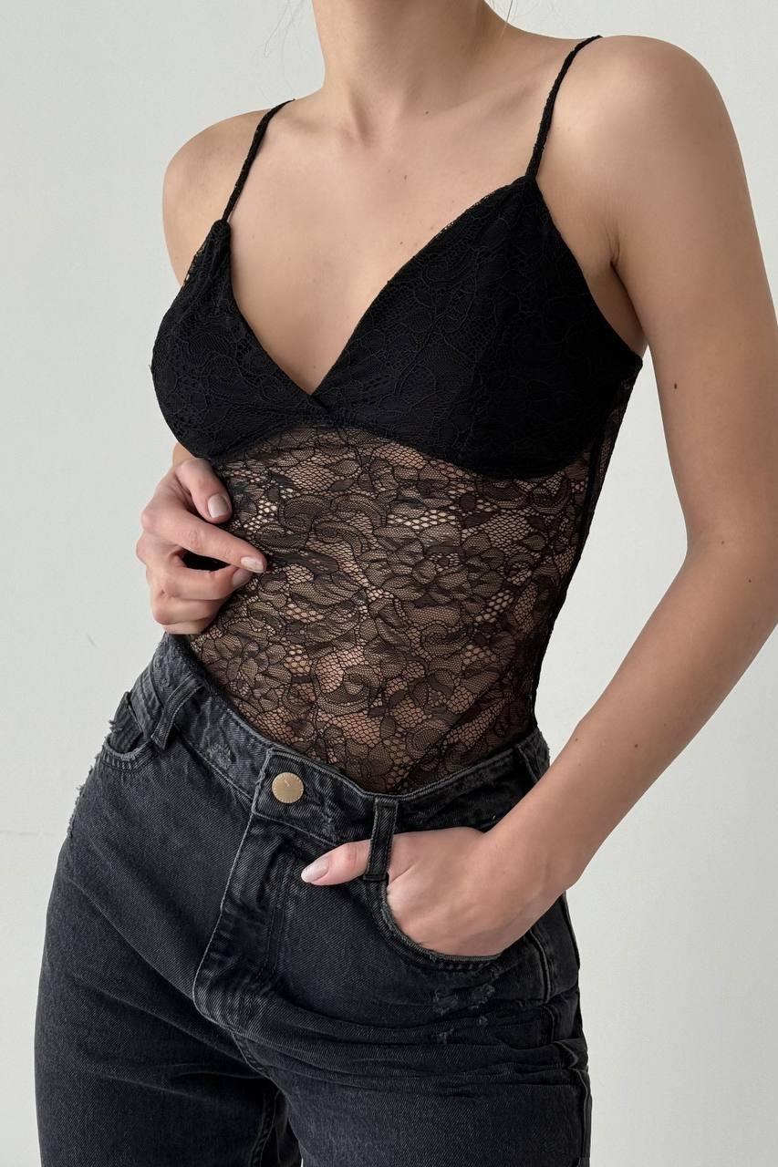 Dantelli İp Askılı Bodysuit QZ00015