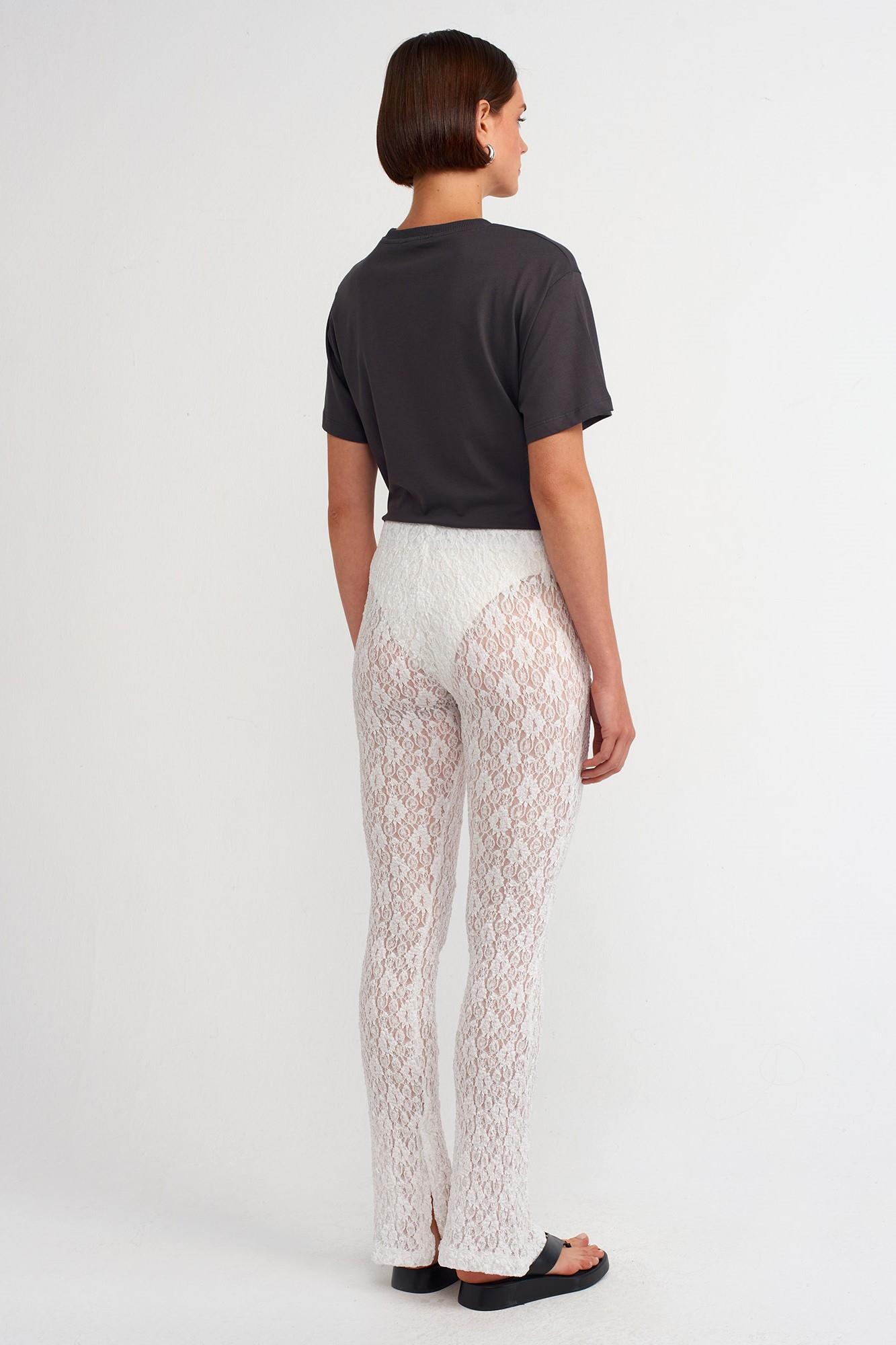 Dantelli İspanyol Paça Trasparan Tayt DL71084