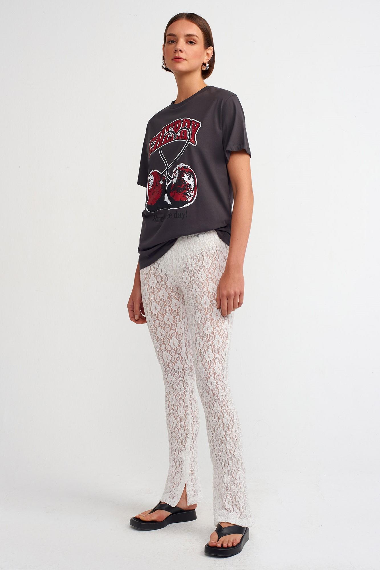 Dantelli İspanyol Paça Trasparan Tayt DL71084