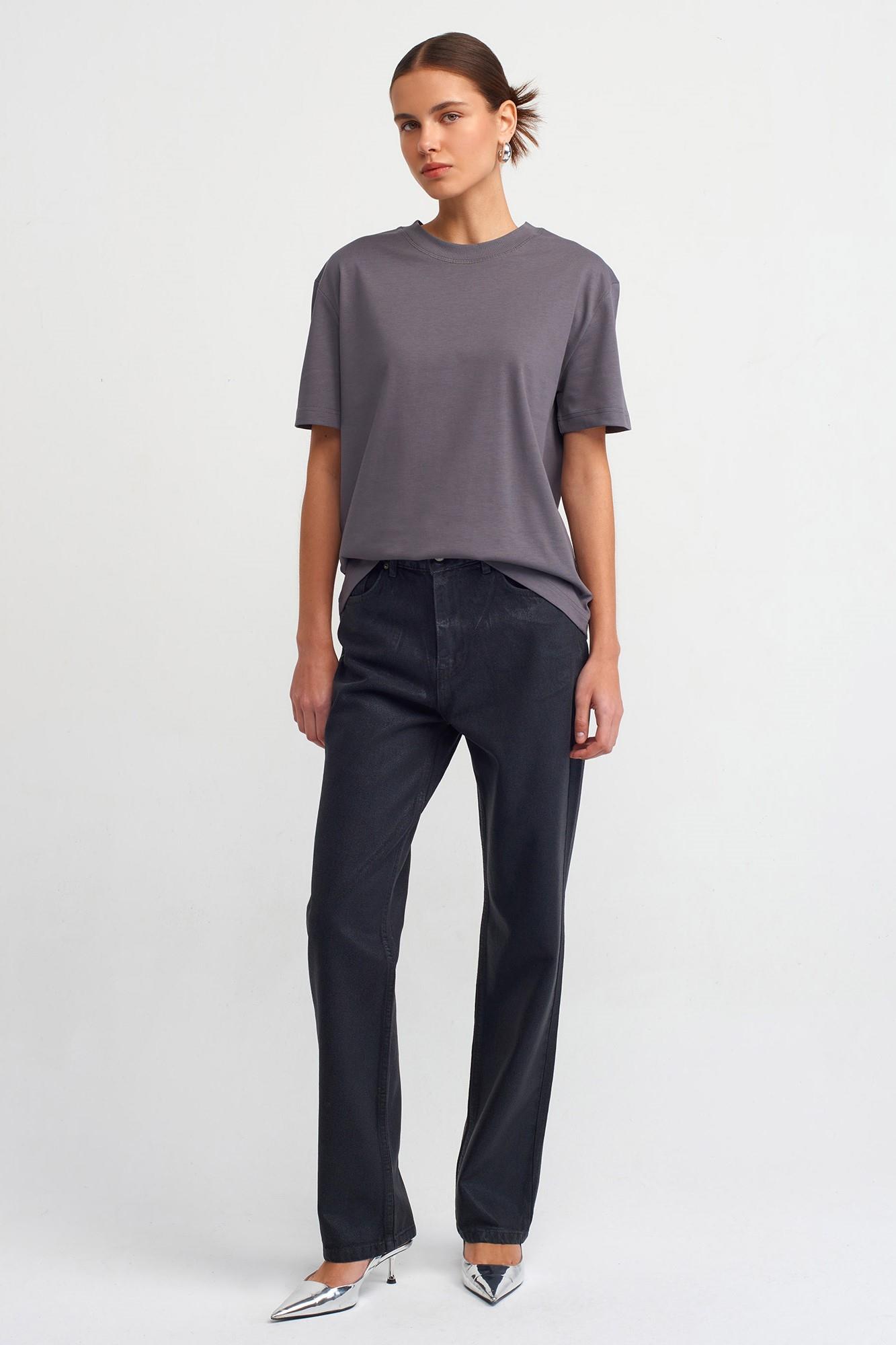 Dekoratif Dikişli Bisiklet Yaka T-shirt DL30312