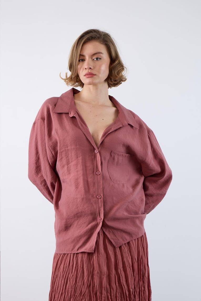 Düşük Omuzlu Oversize Gömlek PR4612