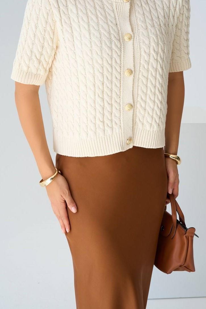 Düz Uzun Saten Etek QS231035