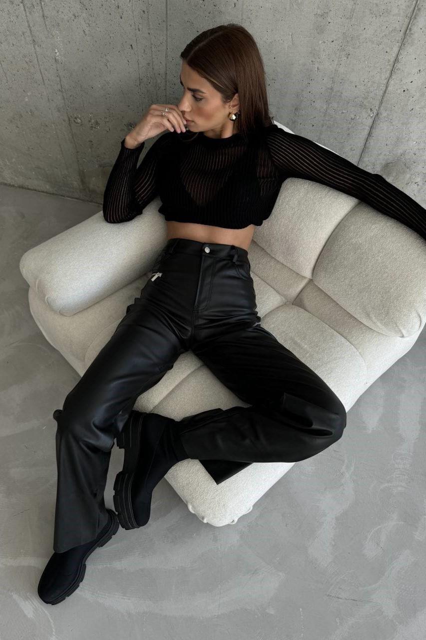 Fermuar Detaylı Suni Deri Pantolon LC3223