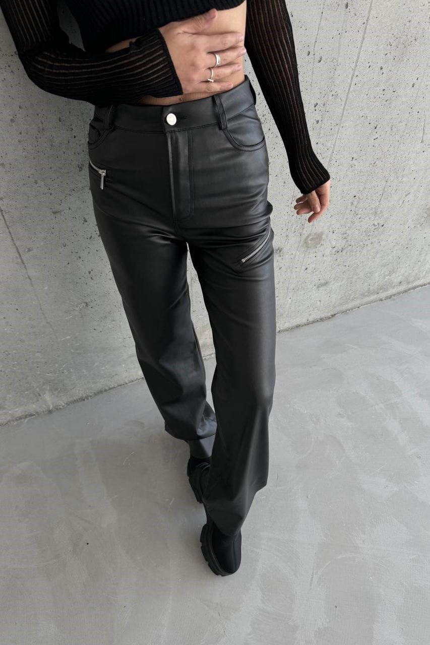 Fermuar Detaylı Suni Deri Pantolon LC3223