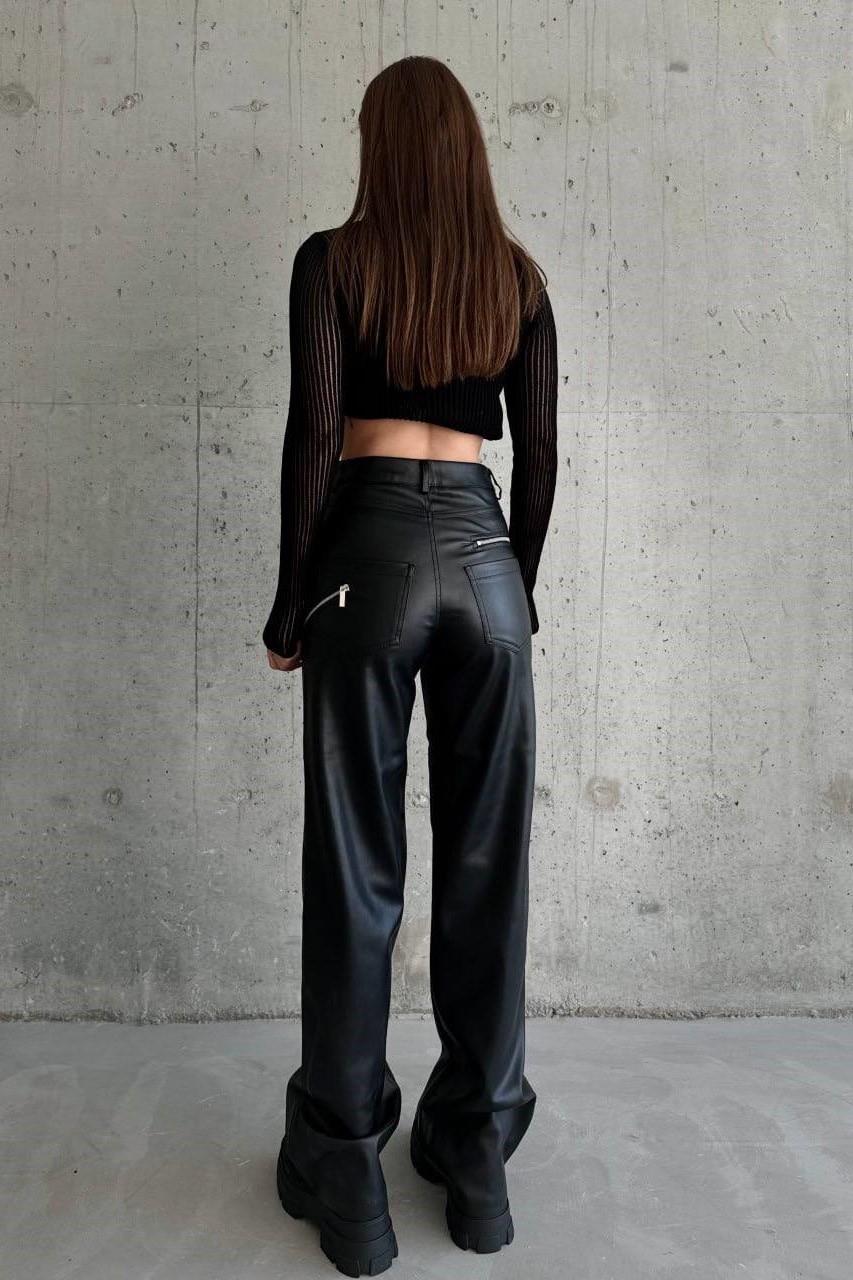 Fermuar Detaylı Suni Deri Pantolon LC3223