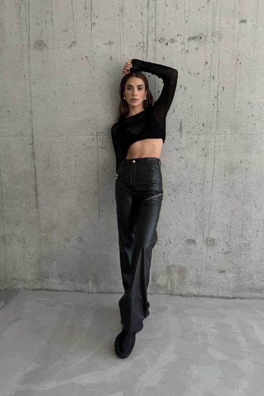 Fermuar Detaylı Suni Deri Pantolon LC3223