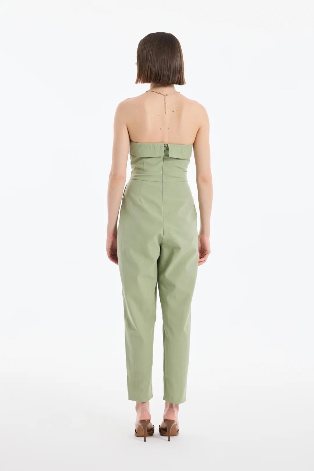 Fermuarlı Straplez Bol Paça Tulum QZ00403
