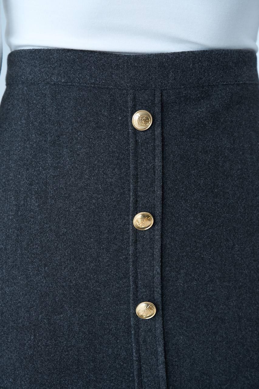 Gold Düğmeli Kaşe Dokulu Mini Etek QS241050