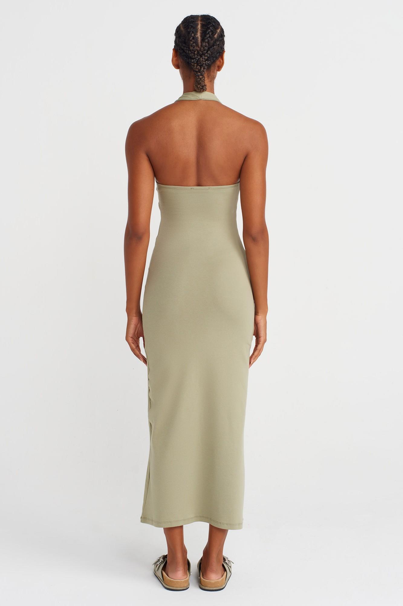 Halter Yaka Midi Elbise DL91476