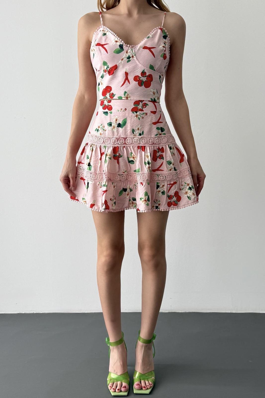 İnce Askılı Desenli Bluz QZ00393