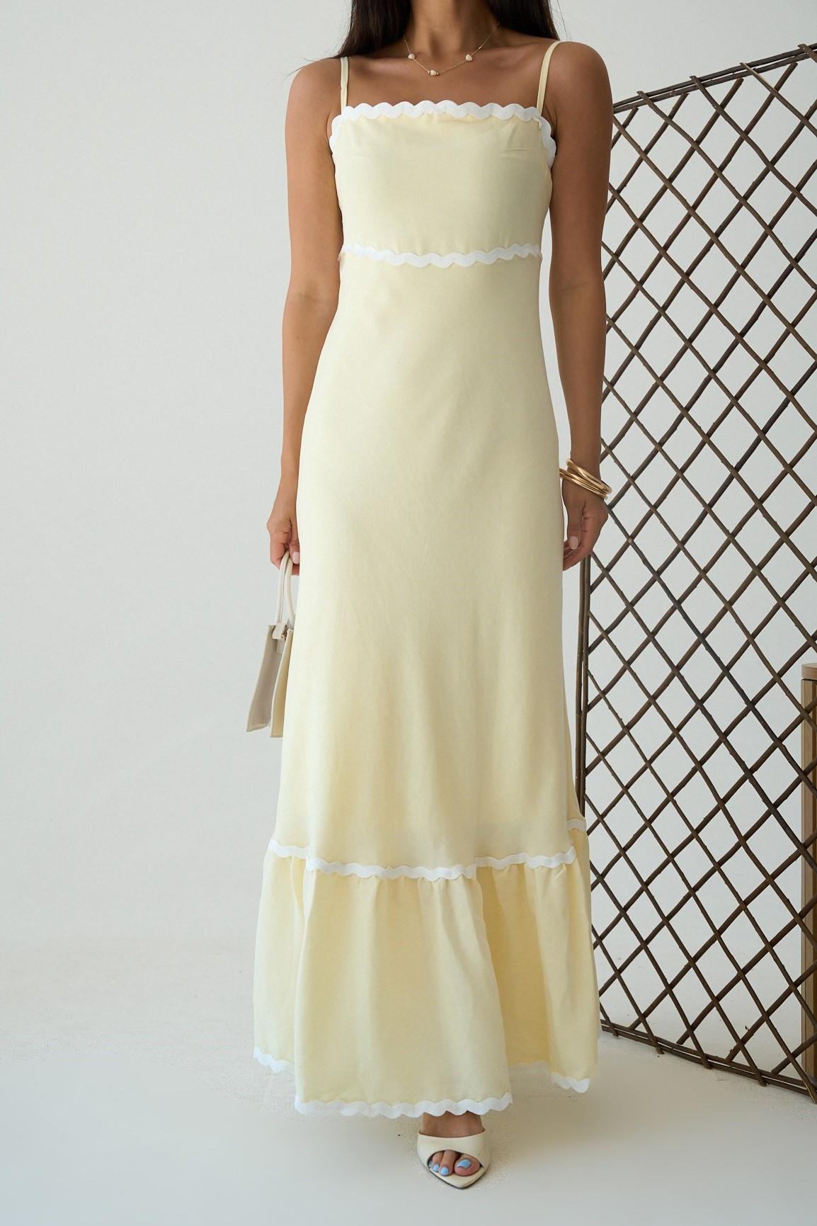 İp Askılı Fırfırlı Keten Elbise QS251088