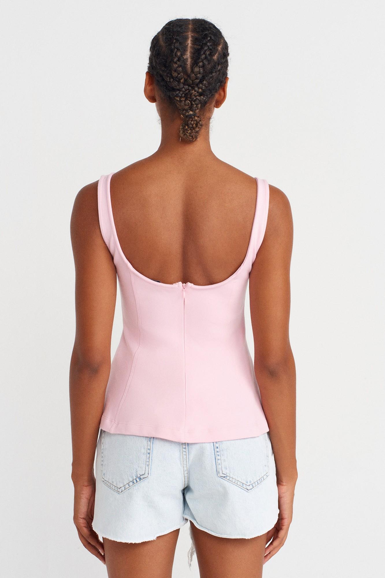 Kalın Askılı Peplum Bluz DL21063