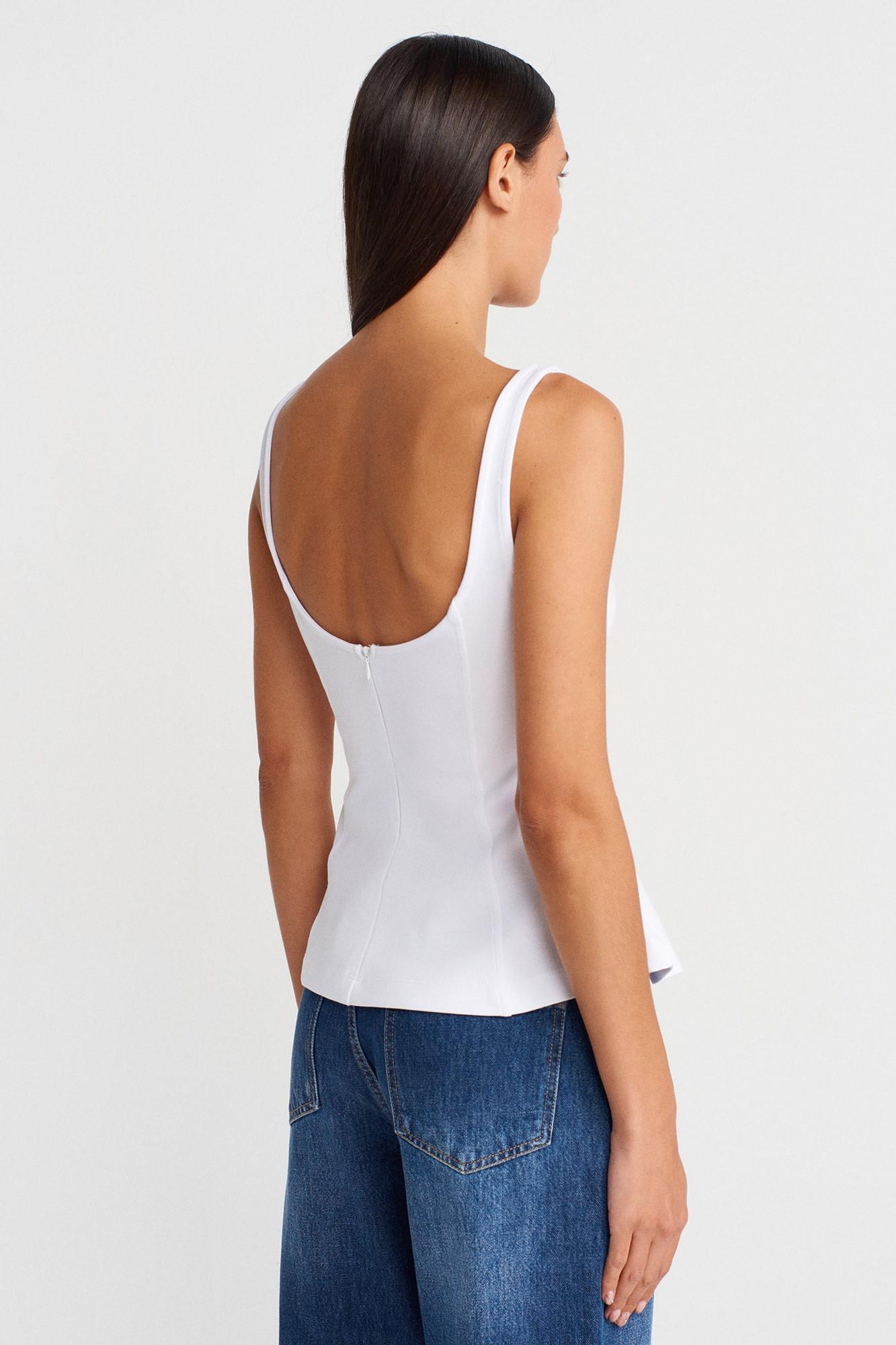 Kalın Askılı Peplum Bluz DL21063