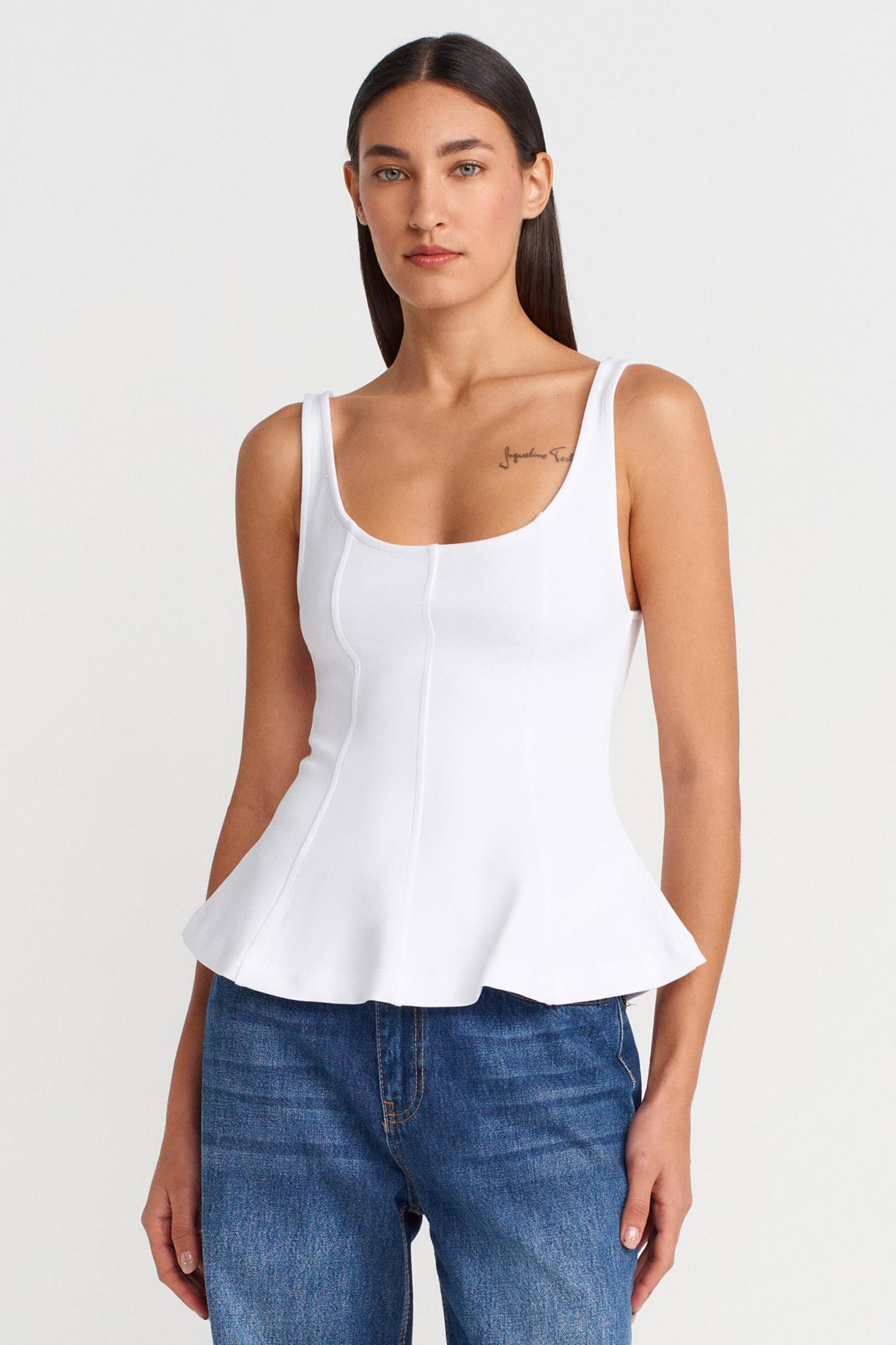 Kalın Askılı Peplum Bluz DL21063