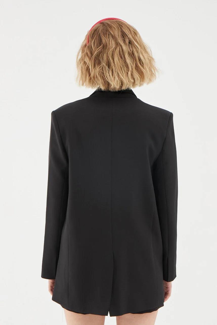 Kapaklı Cepli Oversize Ceket QZ50873