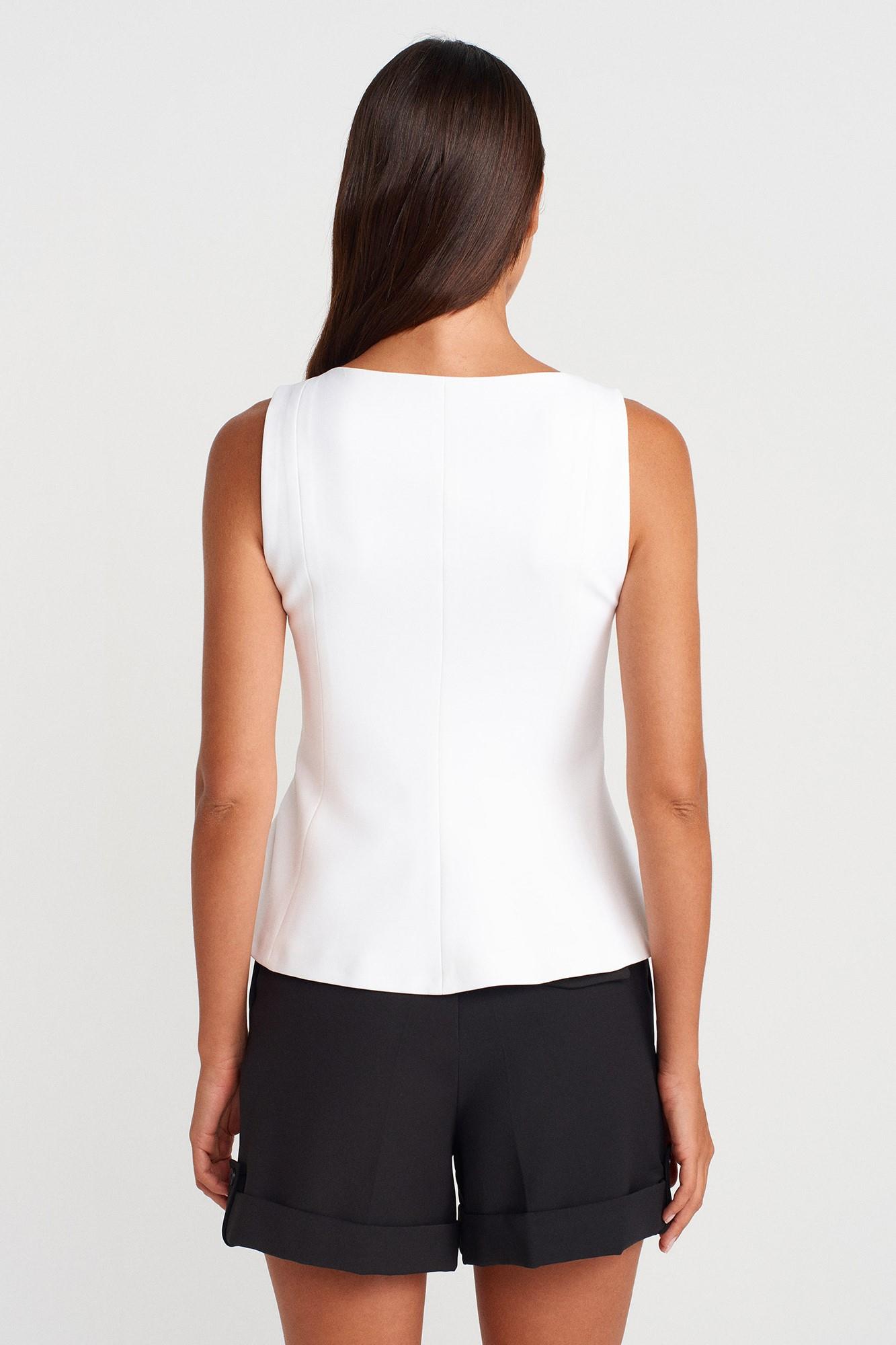 Kare Yaka Kolsuz Peplum Bluz DL50291