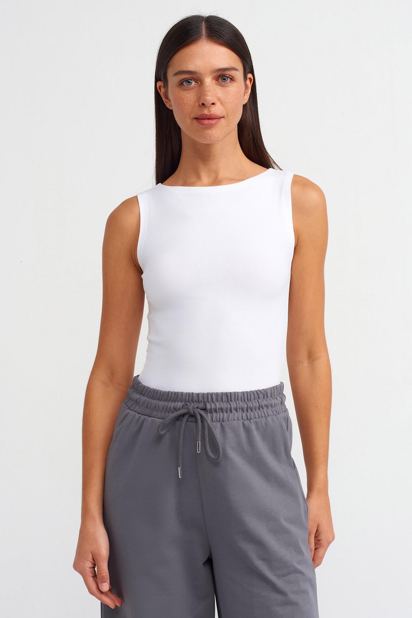 Kayık Yaka Kolsuz Top DL20868