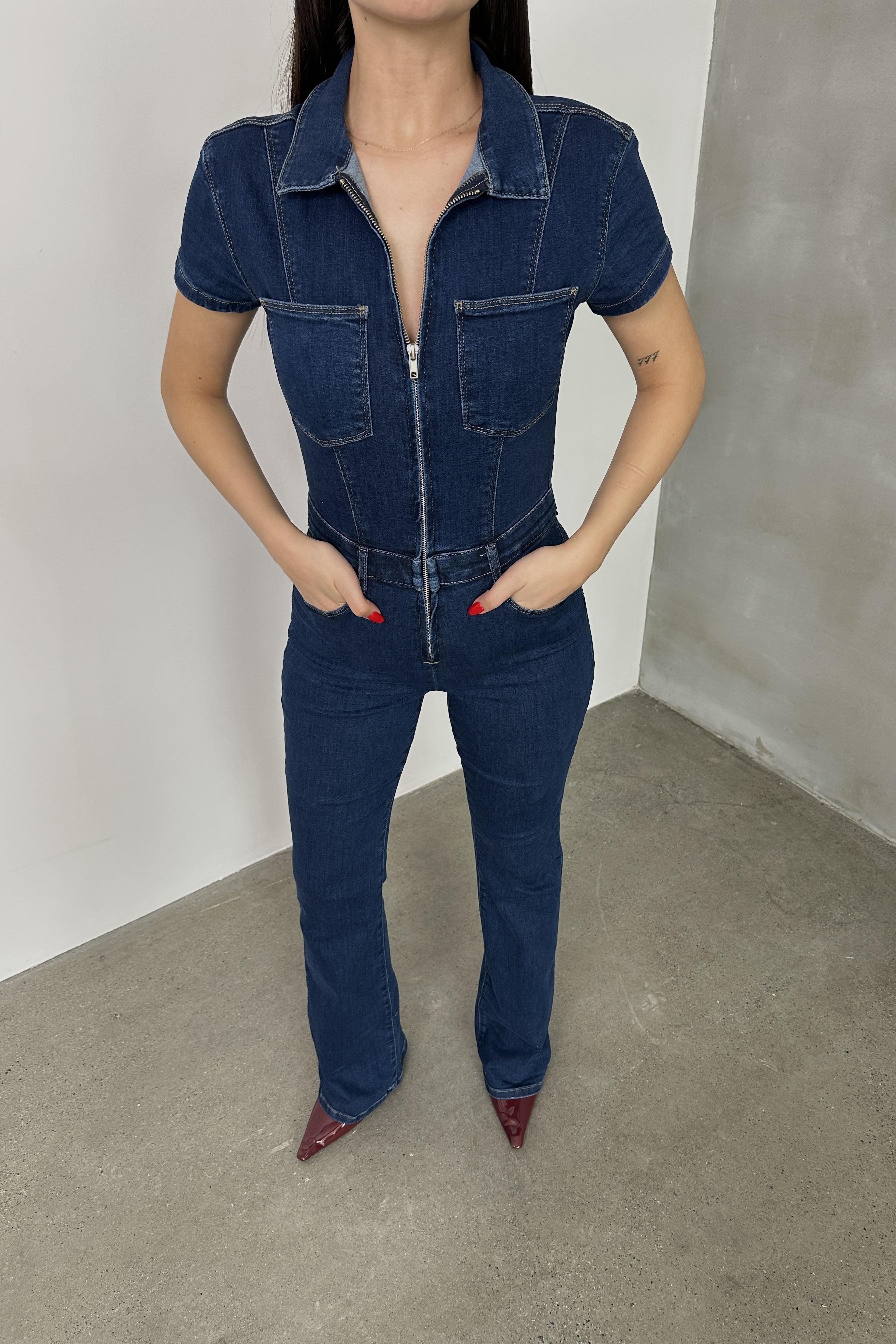 Kısa Kollu Flare Paça Jean Tulum LC7638