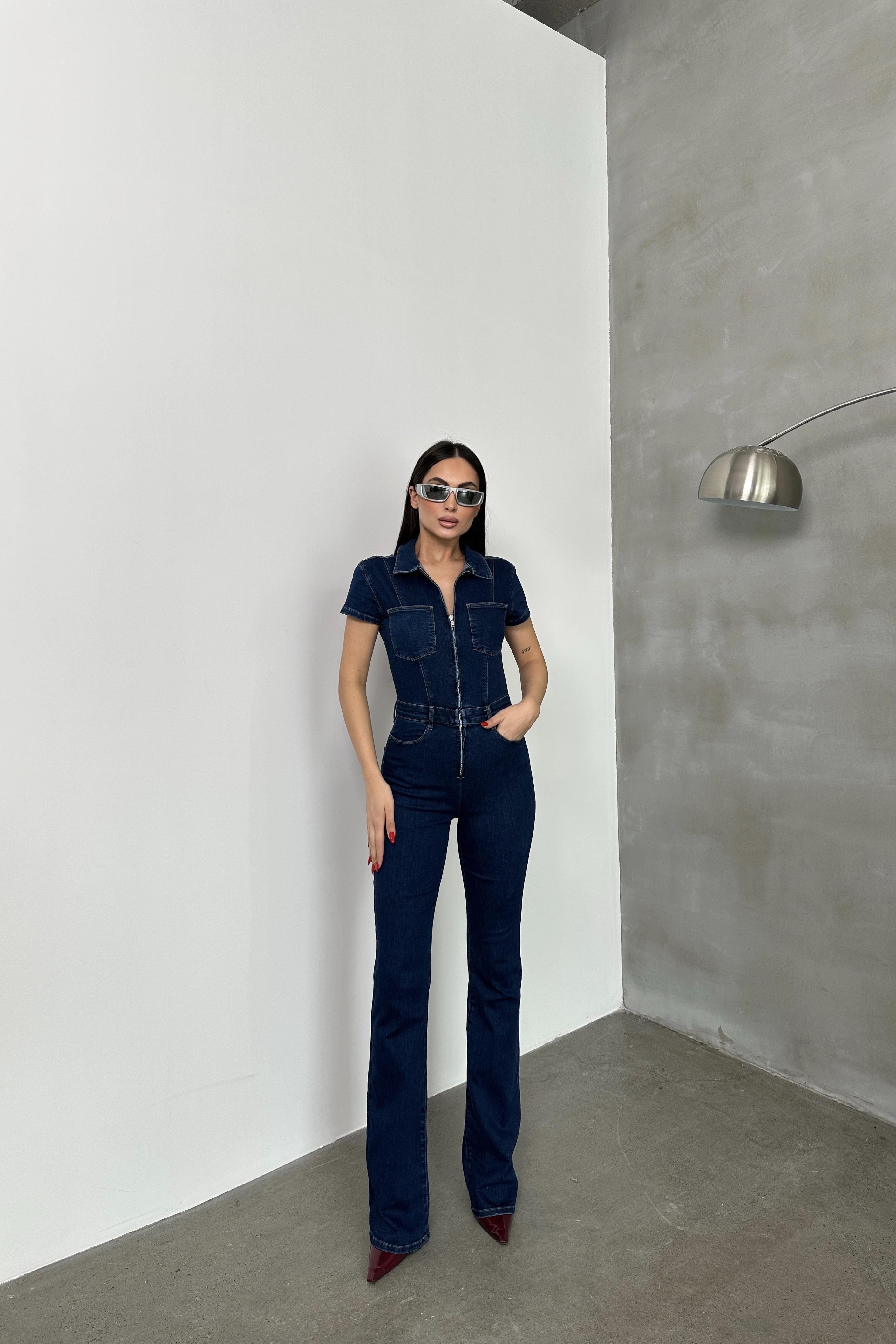 Kısa Kollu Flare Paça Jean Tulum LC7638