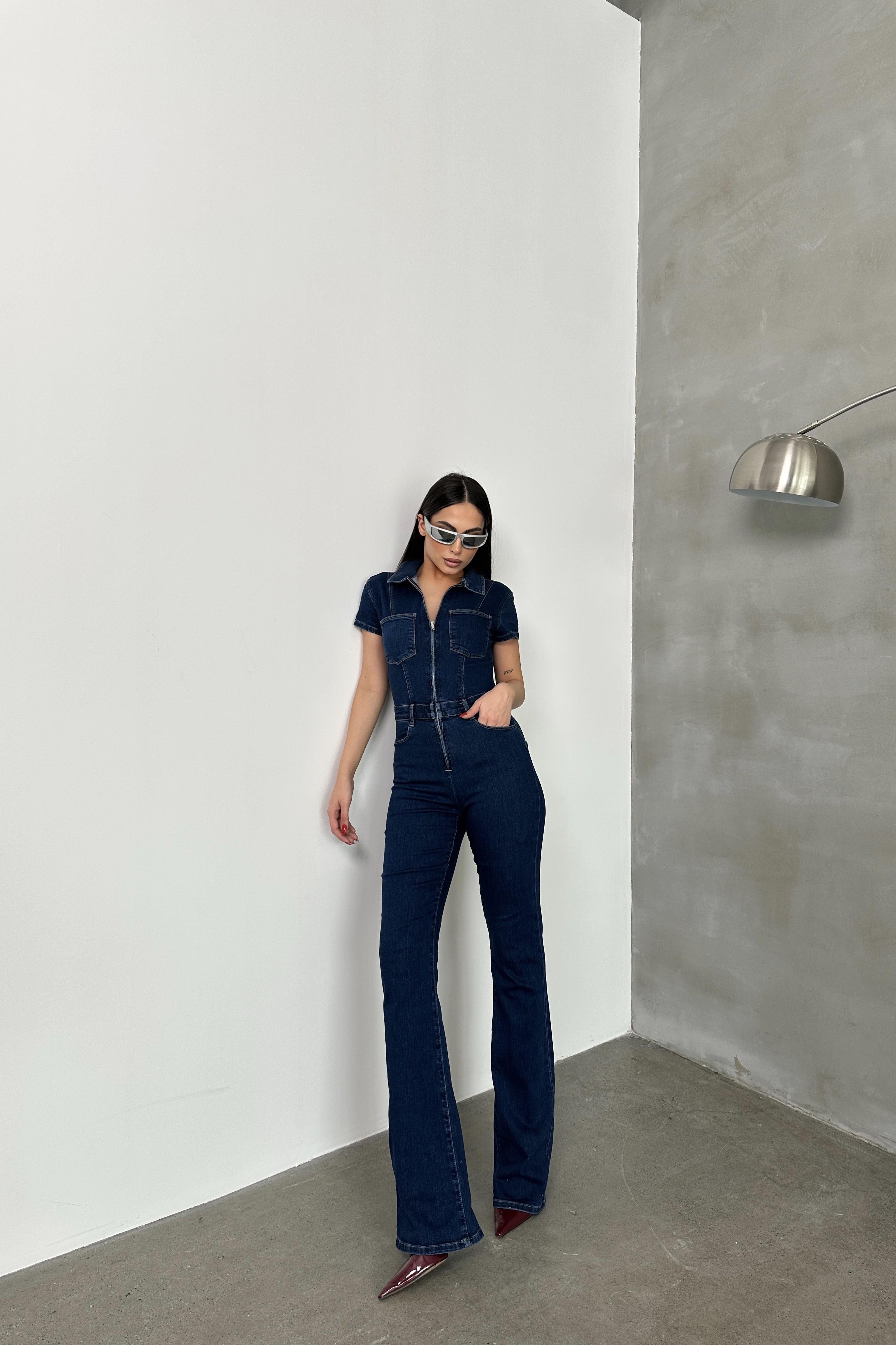 Kısa Kollu Flare Paça Jean Tulum LC7638