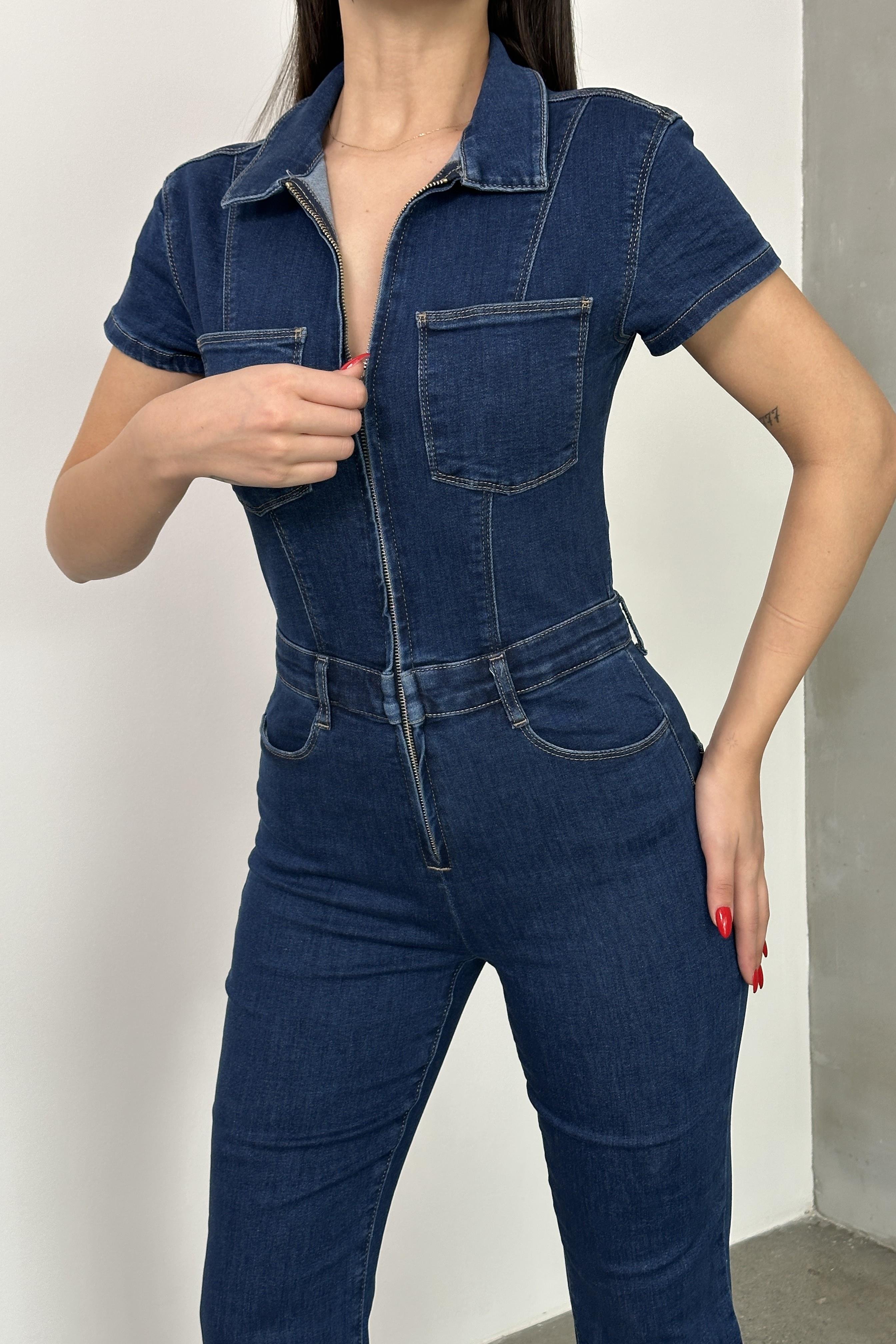 Kısa Kollu Flare Paça Jean Tulum LC7638