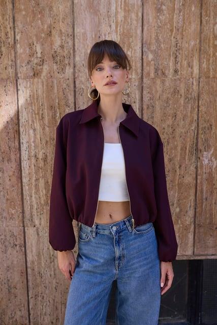 Kolları Lastikli Oversize Bomber Ceket PR9616