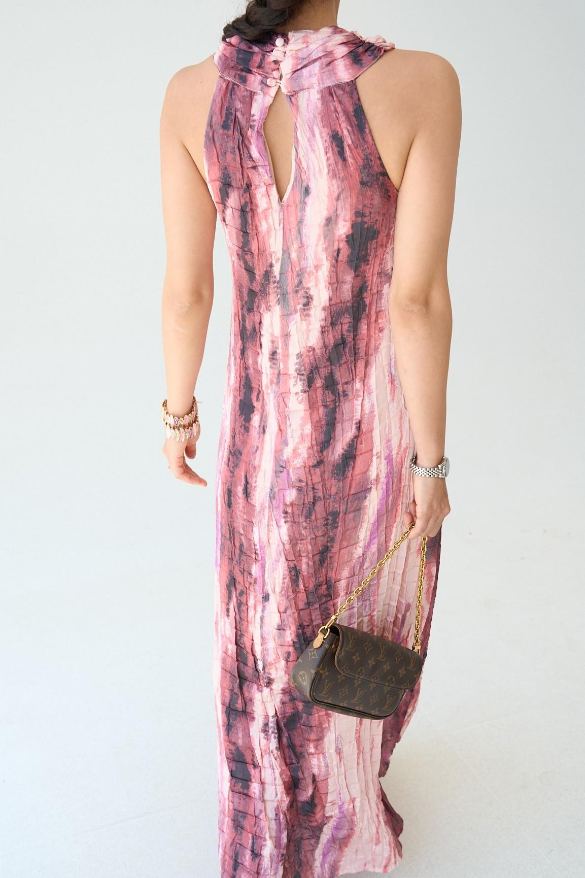 Kraşlı Düğme Detay Midi Elbise QS251059