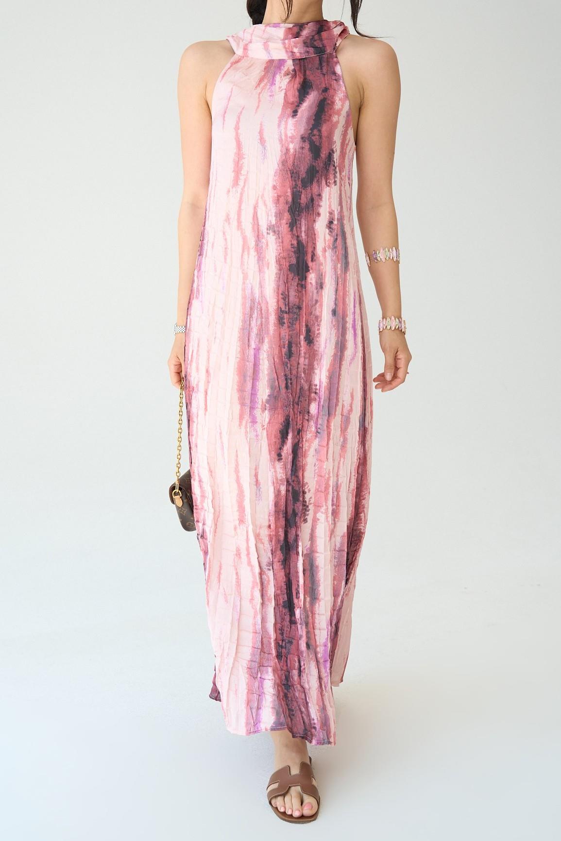 Kraşlı Düğme Detay Midi Elbise QS251059